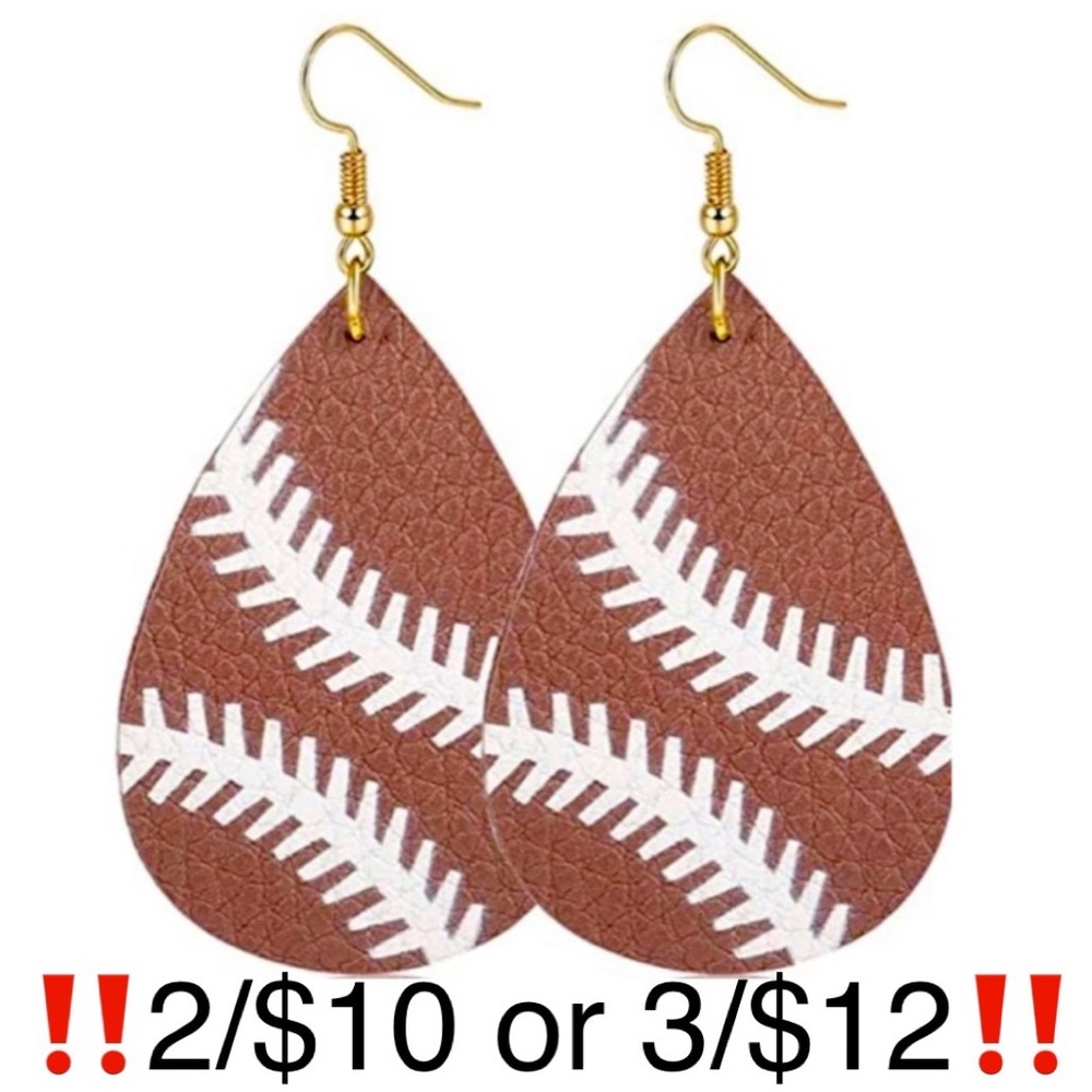 Faux Leather Football Earrings